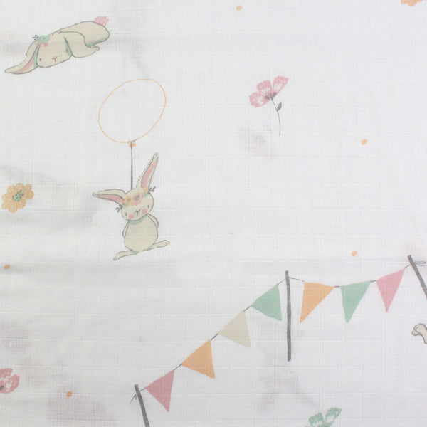 Printed Muslin Swaddles 47x47 / Bunny baby